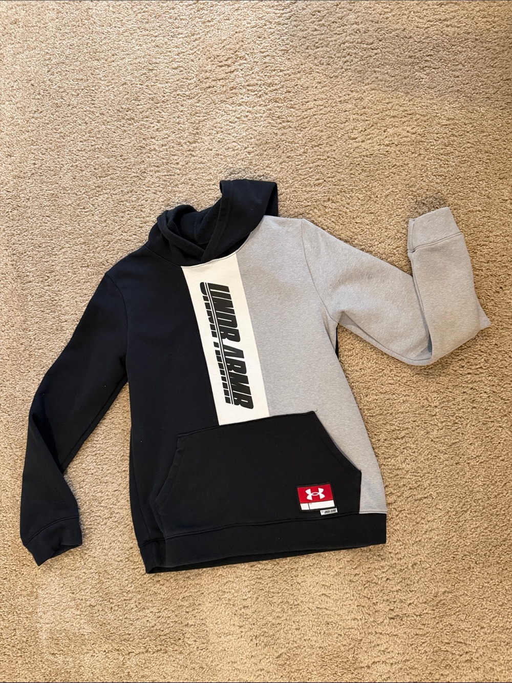 Under Armour Black & Gray Split-Panel Logo Hoodie